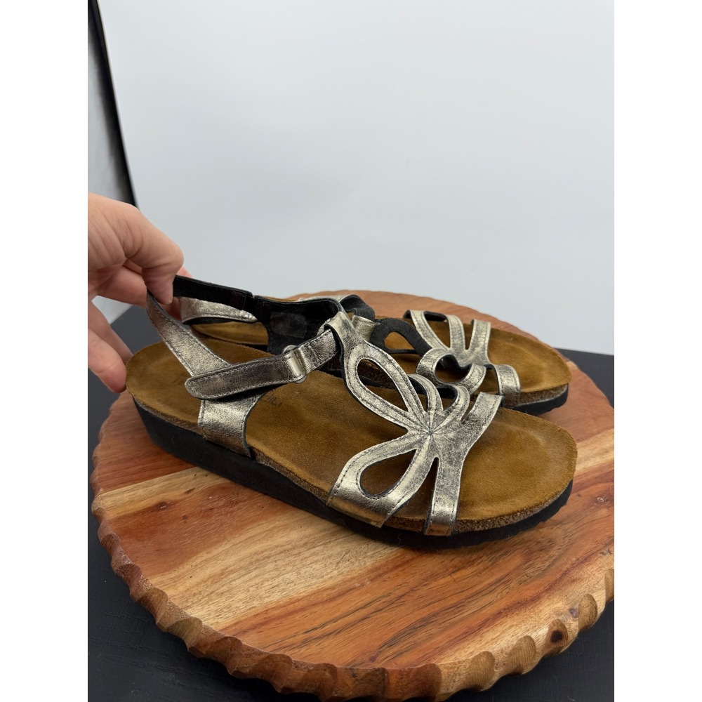 Naot rachel Sandal Women Size 41 10 Gold Metallic Leather Cutout Comfort Shoes